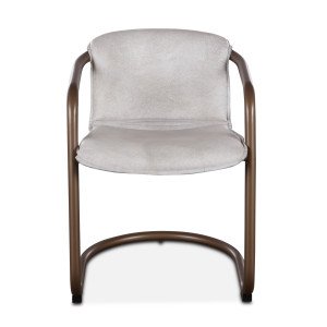 Portofino Vintage White Leather Dining Chairs