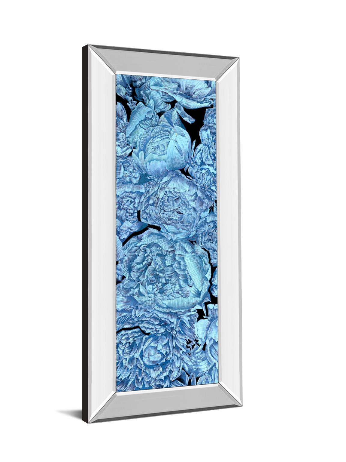 18 in. x 42 in. "Blue Peonies Il" By Melissa Wang Mirror Framed Print Wall Art