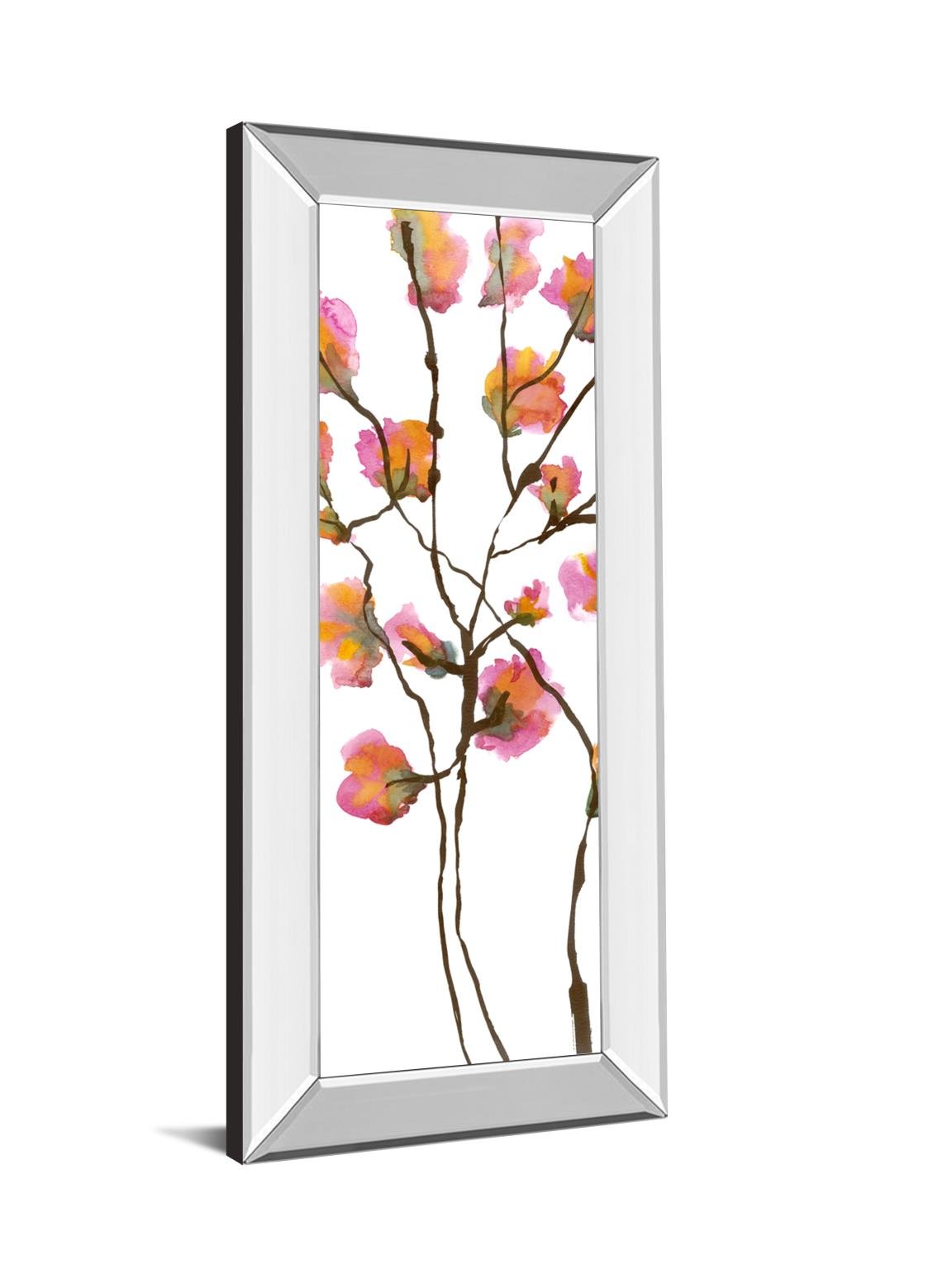 18 in. x 42 in. "Inky Blossoms I" By Deborah Velasquez Mirror Framed Print Wall Art