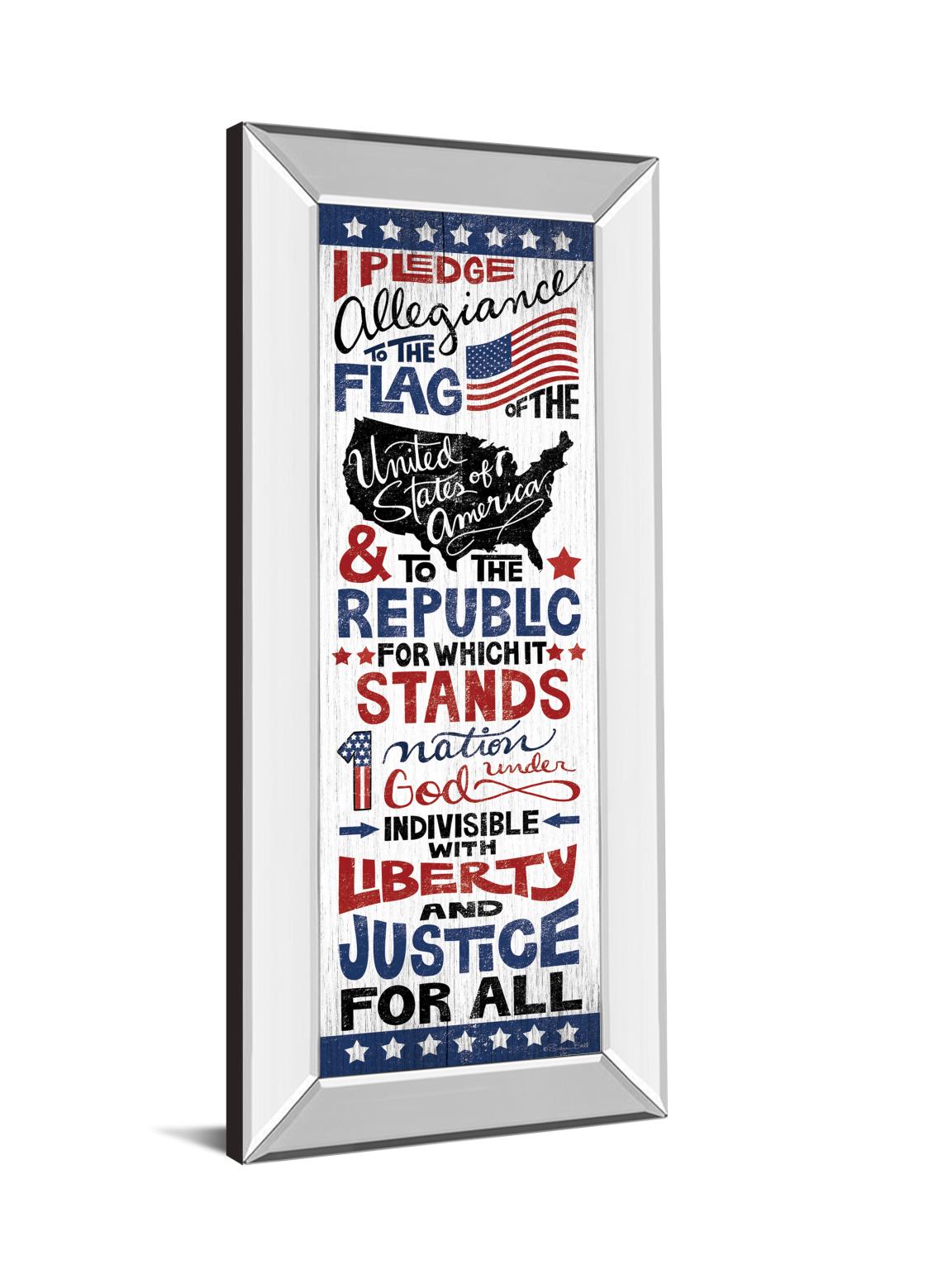 18 in. x 42 in. "Pledge Of Allegiance" By Susan Ball Mirror Framed Print Wall Art