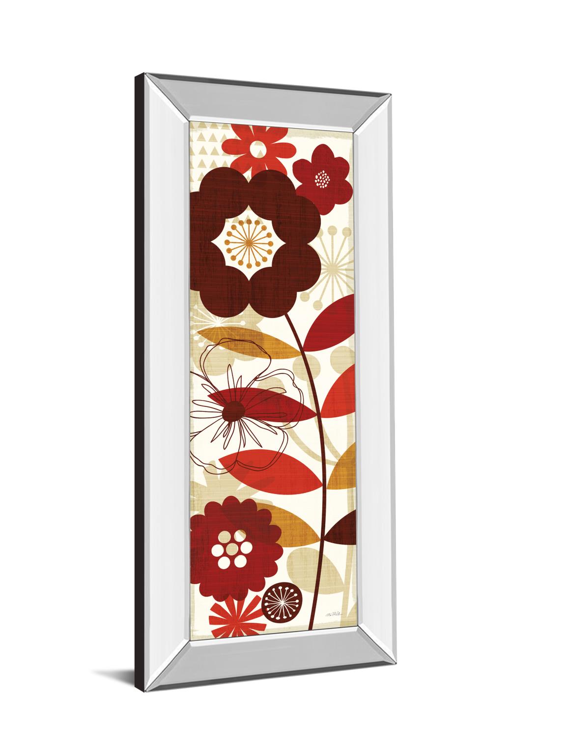 18 in. x 42 in. "Floral Pop Panel I" By Mo Mullan Mirror Framed Print Wall Art