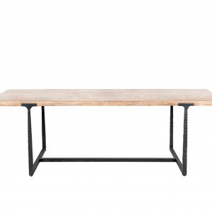 Evie 94" Rect Dining Table Iron / Natural Grey