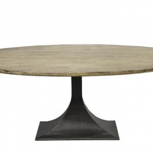 Ida/Makenzie 78" Oval Dining Table Antique Natural / Iron Base