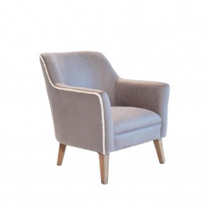 Sandra Accent Chair Natural / Grey Faux Leather with Sherling Welt