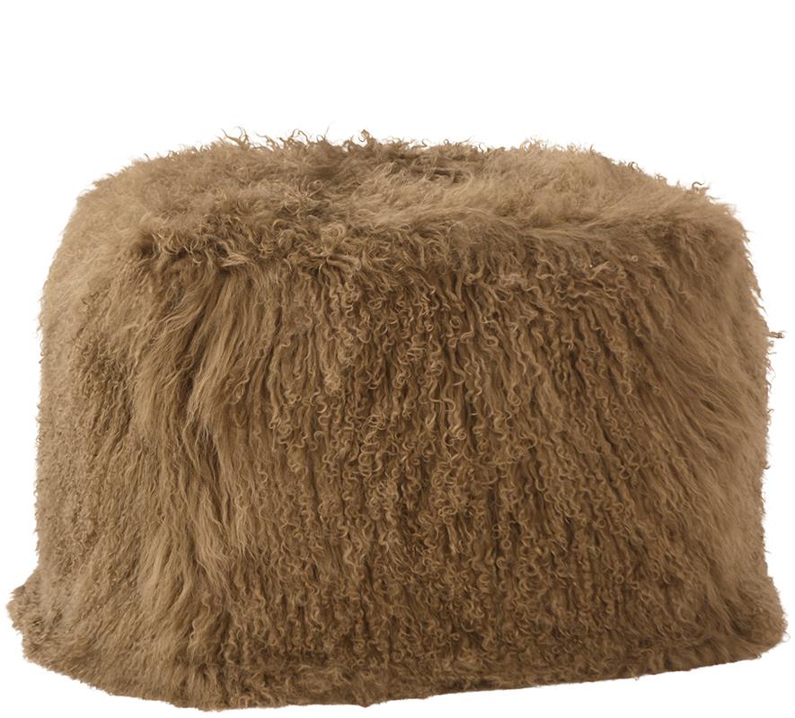 Khiera Mohair Pouf Light Brown