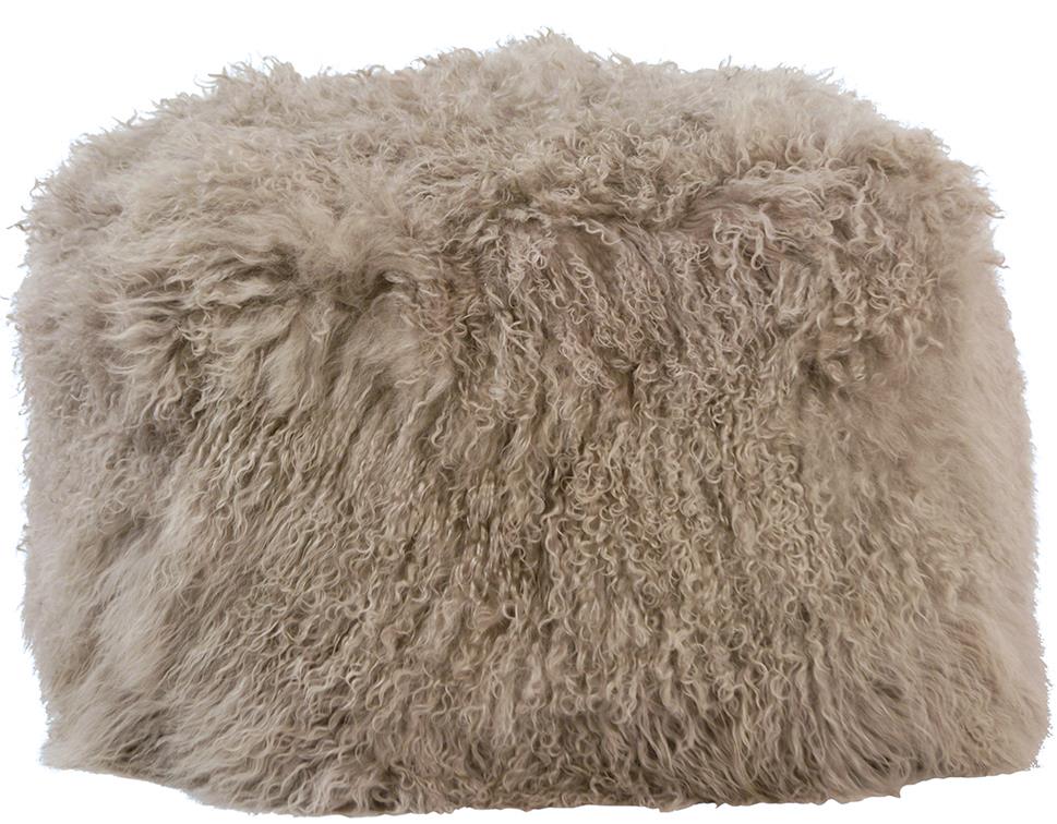 Khiera Mohair Pouf Light Grey