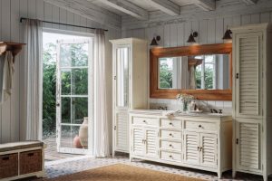 Shutter Tall Bath Cabinet w/ Mirror