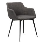 easy-to-clean polyester upholstery. With its distinct silhouette including steel hairpin legs