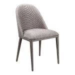 and slightly flared leg design. Smoothly upholstered with fully fabric-covered legs and a curvy stitch pattern