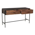 the Tobin Console Table emits rich hues from the solid mango wood's medium and dark stains. Perfect for adding a welcoming addition to your front entry