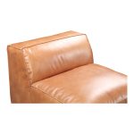 this modular sofa’s feather and fiber-filled cushions are an oasis of ultra-soft luxury. Available in black and tan