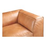 this modular sofa’s feather and fiber-filled cushions are an oasis of ultra-soft luxury. Available in black and tan