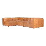 100% top-grain buffalo leather upholstery that will age into a beautiful patina with reverse stitching accents to add an artisanal touch. With an emphasis on its plump