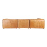 this modular sofa’s feather and fiber-filled cushions are an oasis of ultra-soft luxury. Available in black and tan