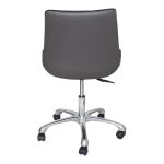 the Mack Office Chair makes your workday a little more relaxing. Grey faux leather upholstery and silver swivel base give this chair a sophisticated modern look. An adjustable base makes this chair a versatile addition to most office desk heights.