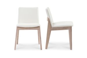 DECO OAK DINING CHAIR WHITE PVC-SET OF TWO