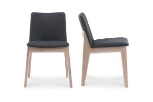 DECO OAK DINING CHAIR DARK GREY-SET OF TWO