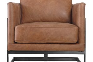 LUXLEY CLUB CHAIR OPEN ROAD BROWN LEATHER
