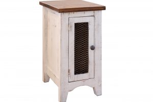 Pueblo White 1 Metal Mesh Door Chairside Table