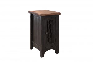 Pueblo Black 1 Metal Mesh Door Chairside Table