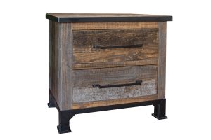 Antique Gray 2 Drawer Nightstand