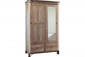 Antique Multicolor 2 Drawer, 1 Sliding Door, 1 Mirror Door Armoire