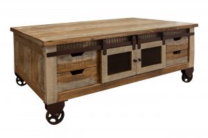 Antique Multicolor 8 Drawer 4 Doors Cocktail Table