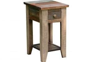 Antique Multicolor 1 Drawer Chairside Table