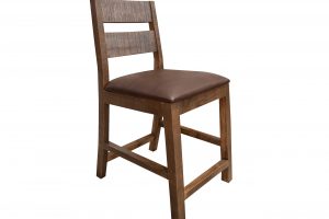 Antique Multicolor Faux Leather Seat 24" Counter Stool