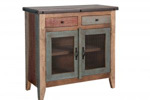 Antique Multicolor 2 Drawer, 2 Mesh Doors Server