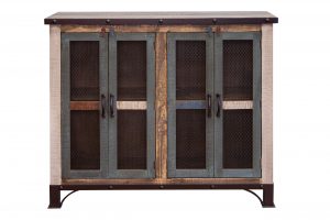 Antique White 4 Iron Mesh Door 48" Console