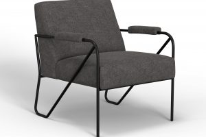 Lotus Wooden Frame & Metal Base, Armchair