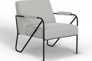 Lotus Wooden Frame & Metal Base, Armchair
