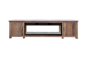 Natural Parota 2 Door Fireplace TV Stand
