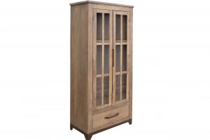 Natural Parota 2 Glass Door 1 Drawer Cabinet