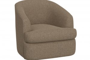 Tumbi Wooden Frame & Metal Base, 360 Degree Swivel Accent Chair