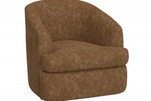 Tumbi Wooden Frame & Metal Base, 360 Degree Swivel Accent Chair