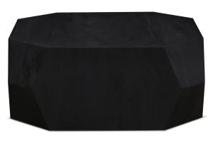 Basalt Geometric Wooden Coffee Table in Distressed Black