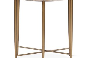 Calico 24" Side Table in Smoky Quartz with Iron Base