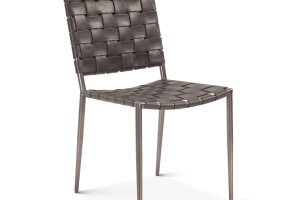 Copenhagen 18" Dining Chair in Black Buffalo Leather and Iron