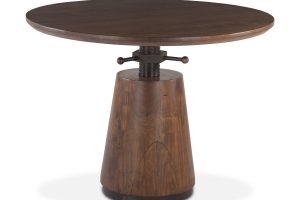 Industrial Modern 40" Round Adjustable Table in Walnut