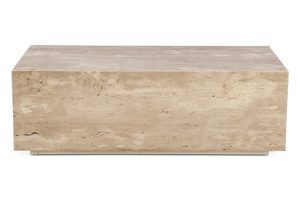 Nile 50" Drum Coffee Table in Travertine Stone